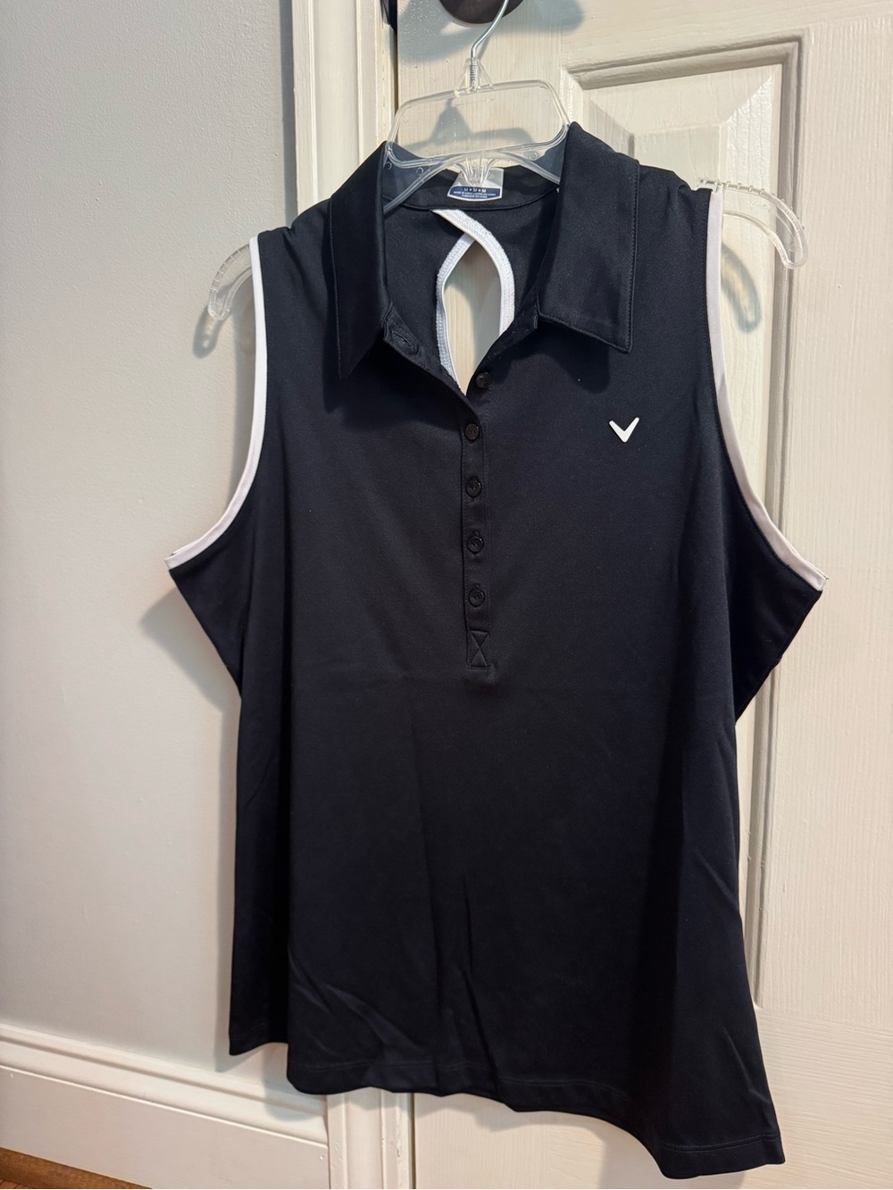 Callaway Black Sleeveless Polo Tank with White Trim